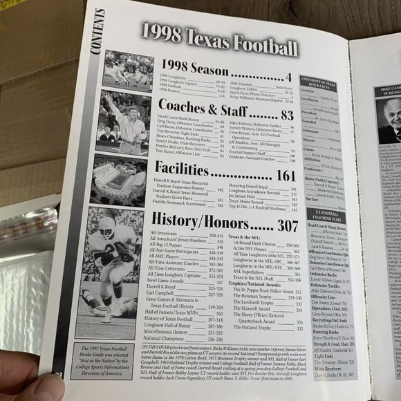 1998 Texas Football Media Guide Longhorns Ricky Williams Heisman Candidate - Picture 9 of 10